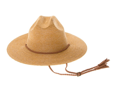 Paper Raffia Flatbrim Cowboy Hat with Chin Cord
