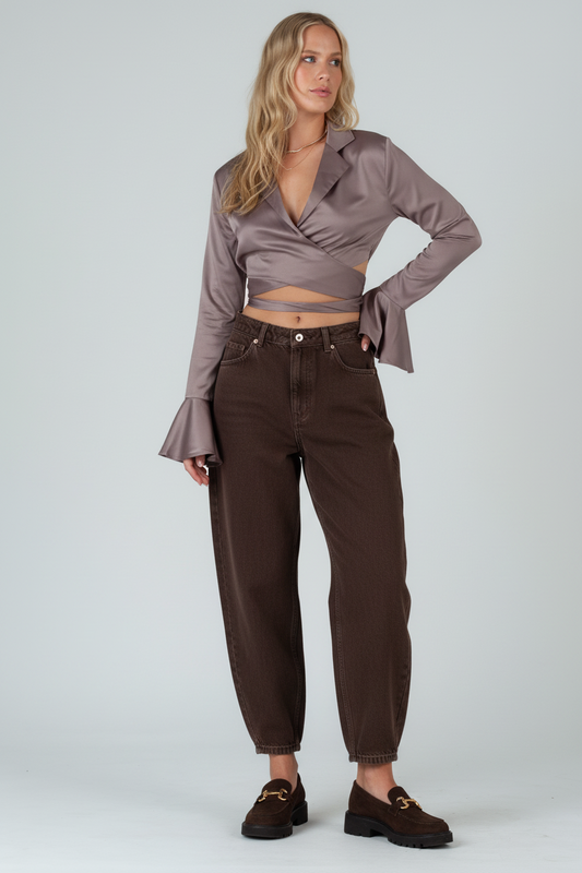Women’s Satin Wrap Blouse