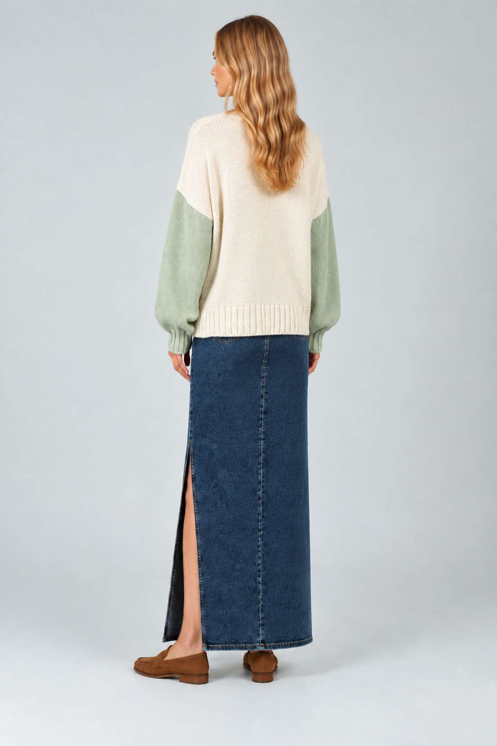 Women’s Hand Knitted Color Block Cardigan