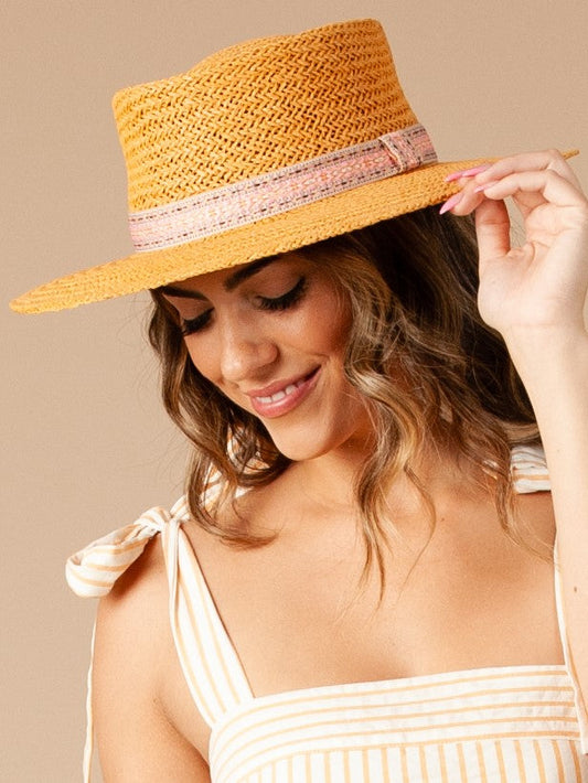 SEASIDE WIDE BRIM BOATER-TAN