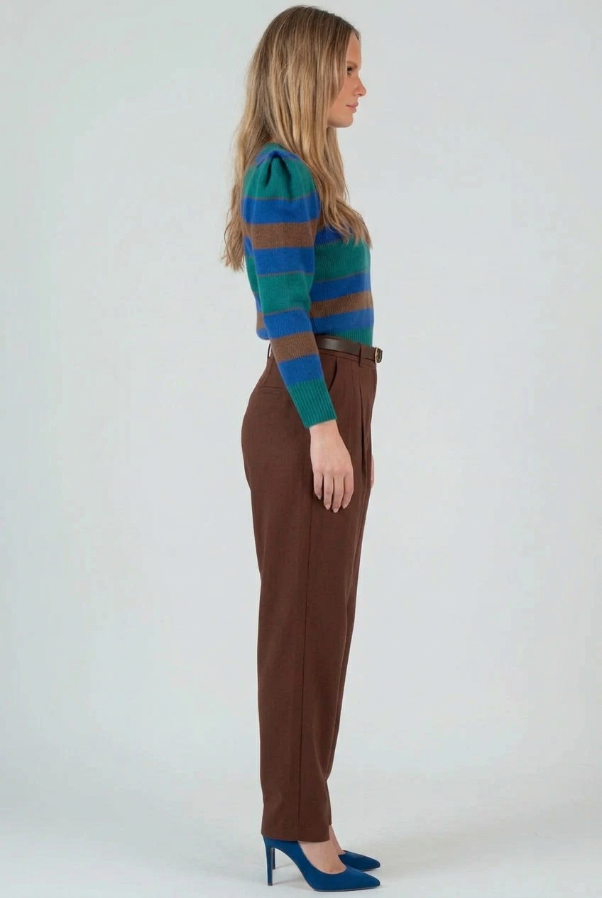 Fall Winter Holiday striped crew neck sweater