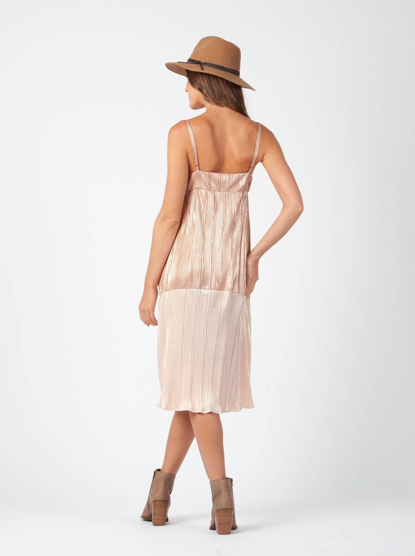 Women’s Pleated Lurex Midi Dress