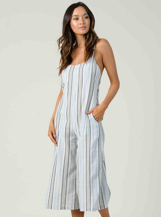 Women’s Linen Striped Crop Jumpsuit