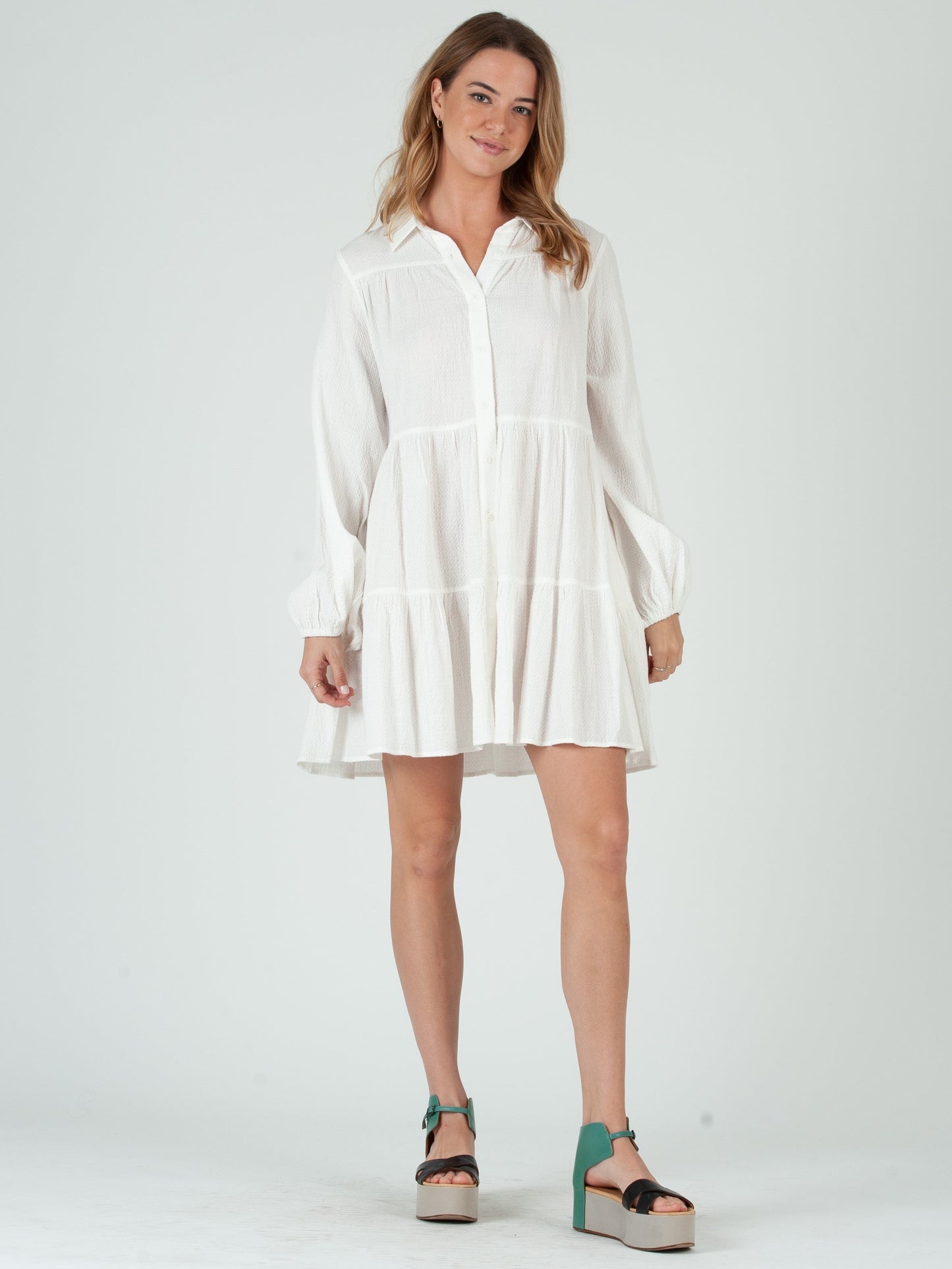 Women’s Cotton Tiered Shirt Dress