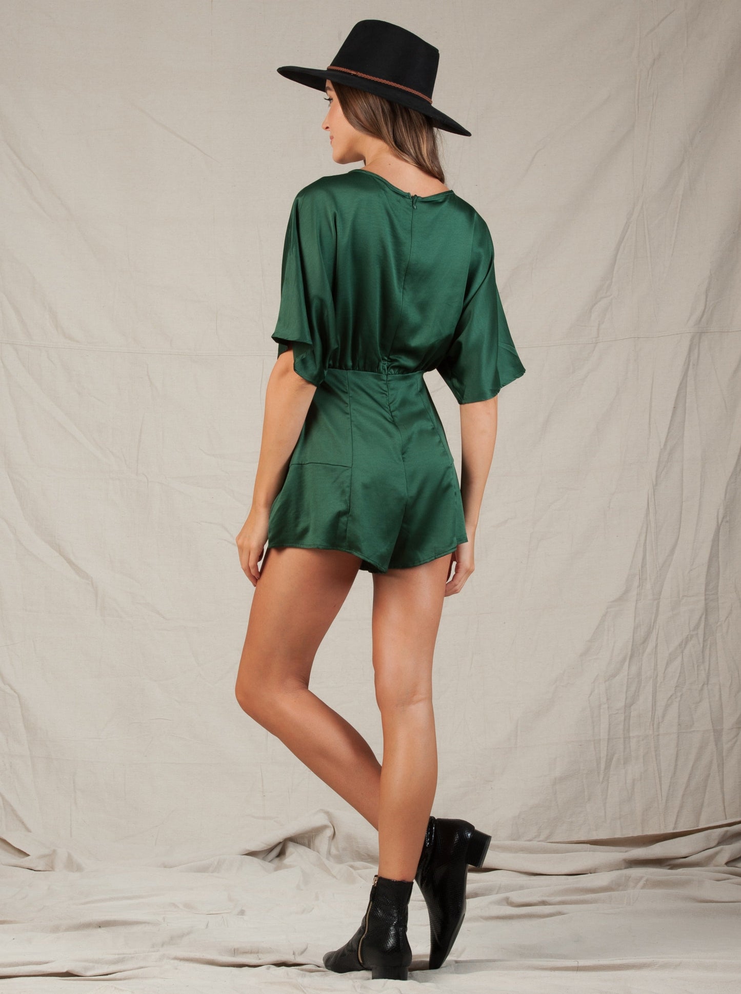 Women’s Satin Flutter Sleeve Romper