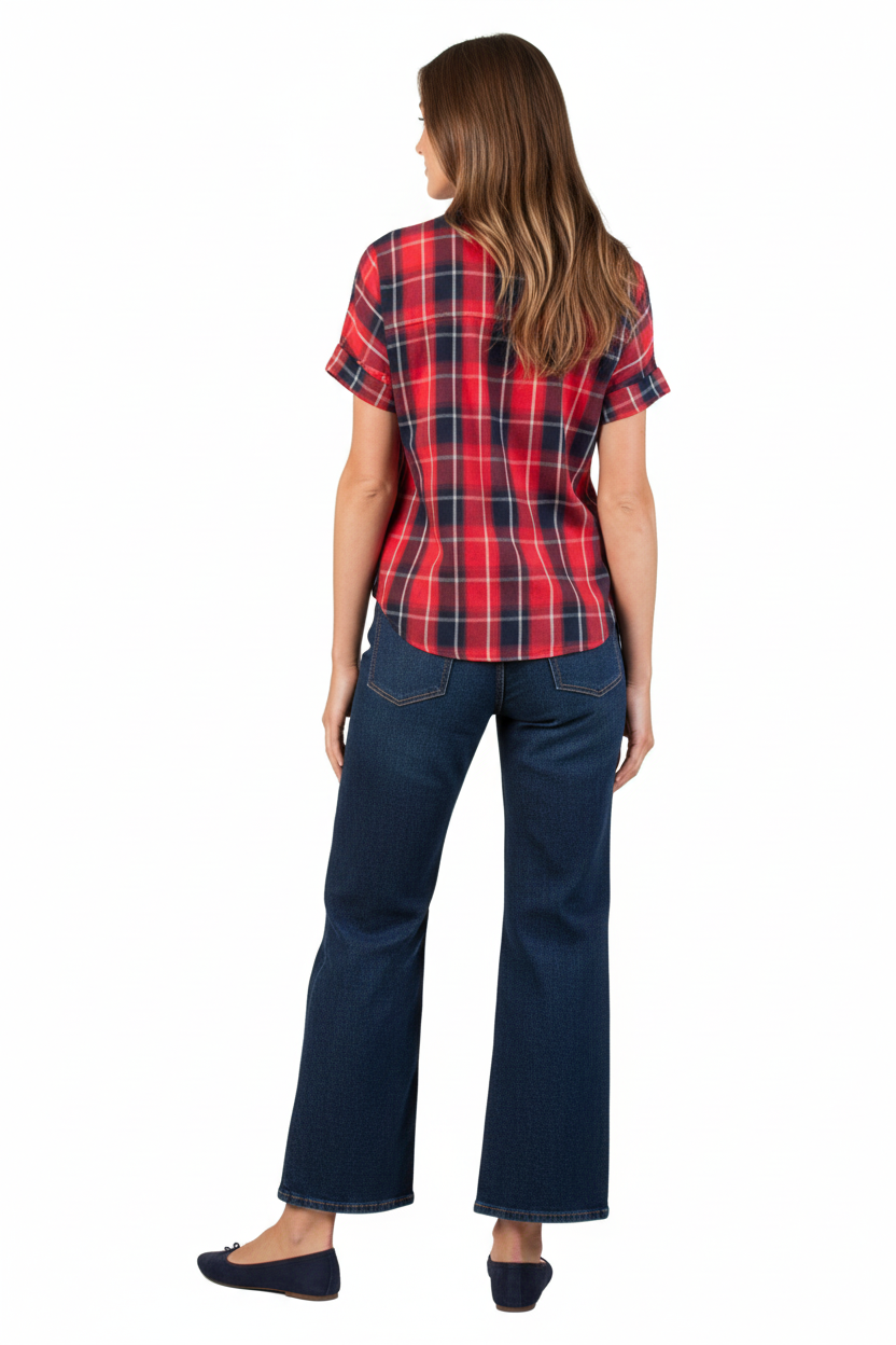 Women’s Cotton Chambray Short Sleeve Button Down Shirt