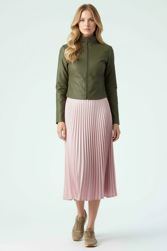 Women’s Zebra Embossed Pleated Midi Skirt