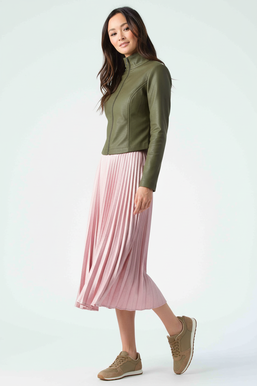 Women’s Zebra Embossed Pleated Midi Skirt