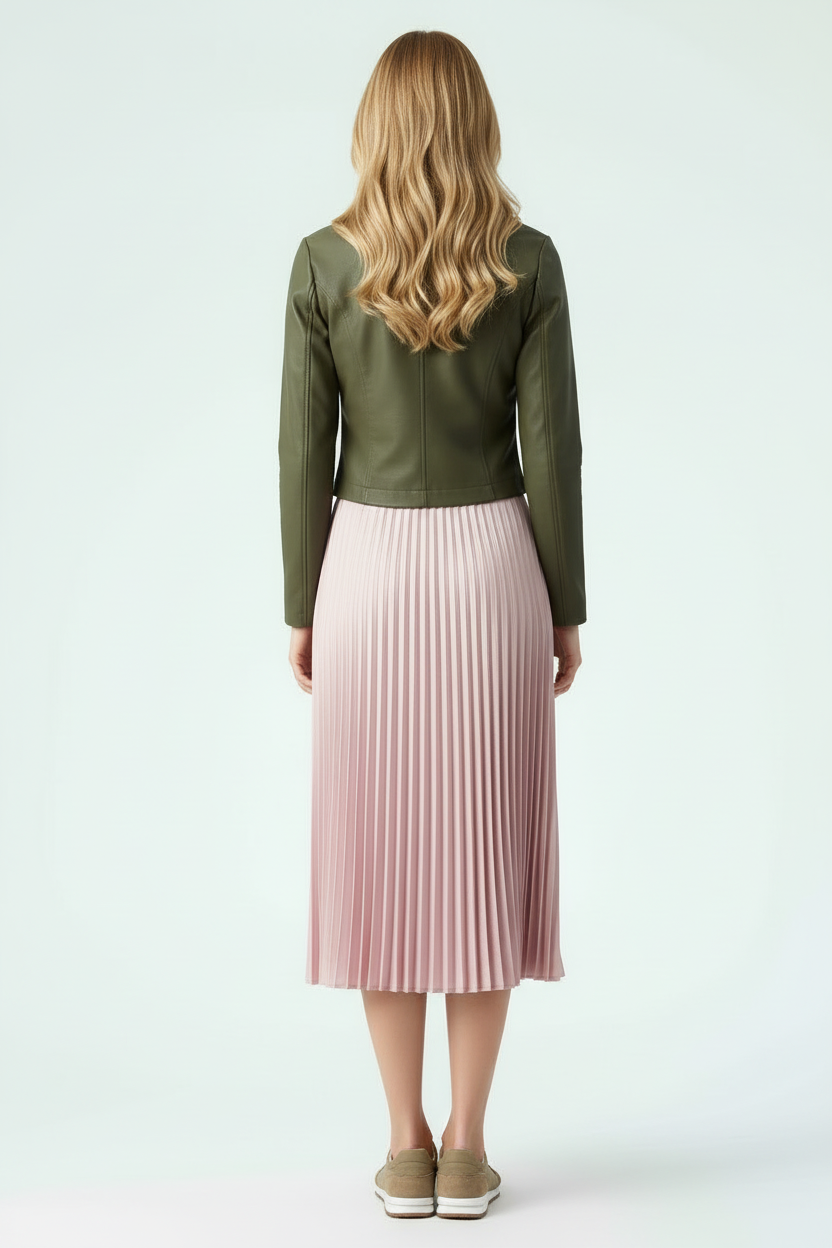 Women’s Zebra Embossed Pleated Midi Skirt