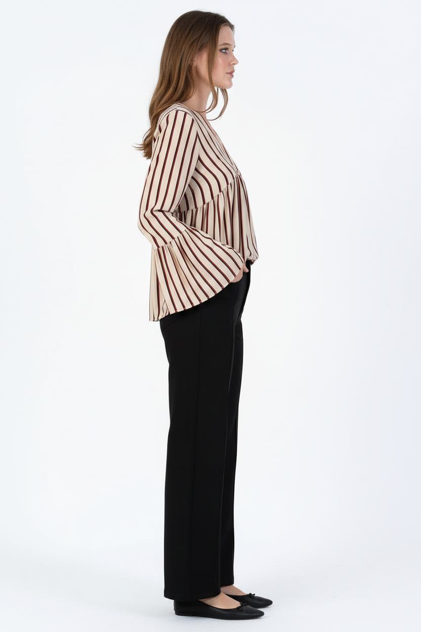 Women’s Striped V neck Blouse