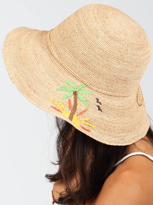 Women’s Embroidered Raffia Bucket Hat