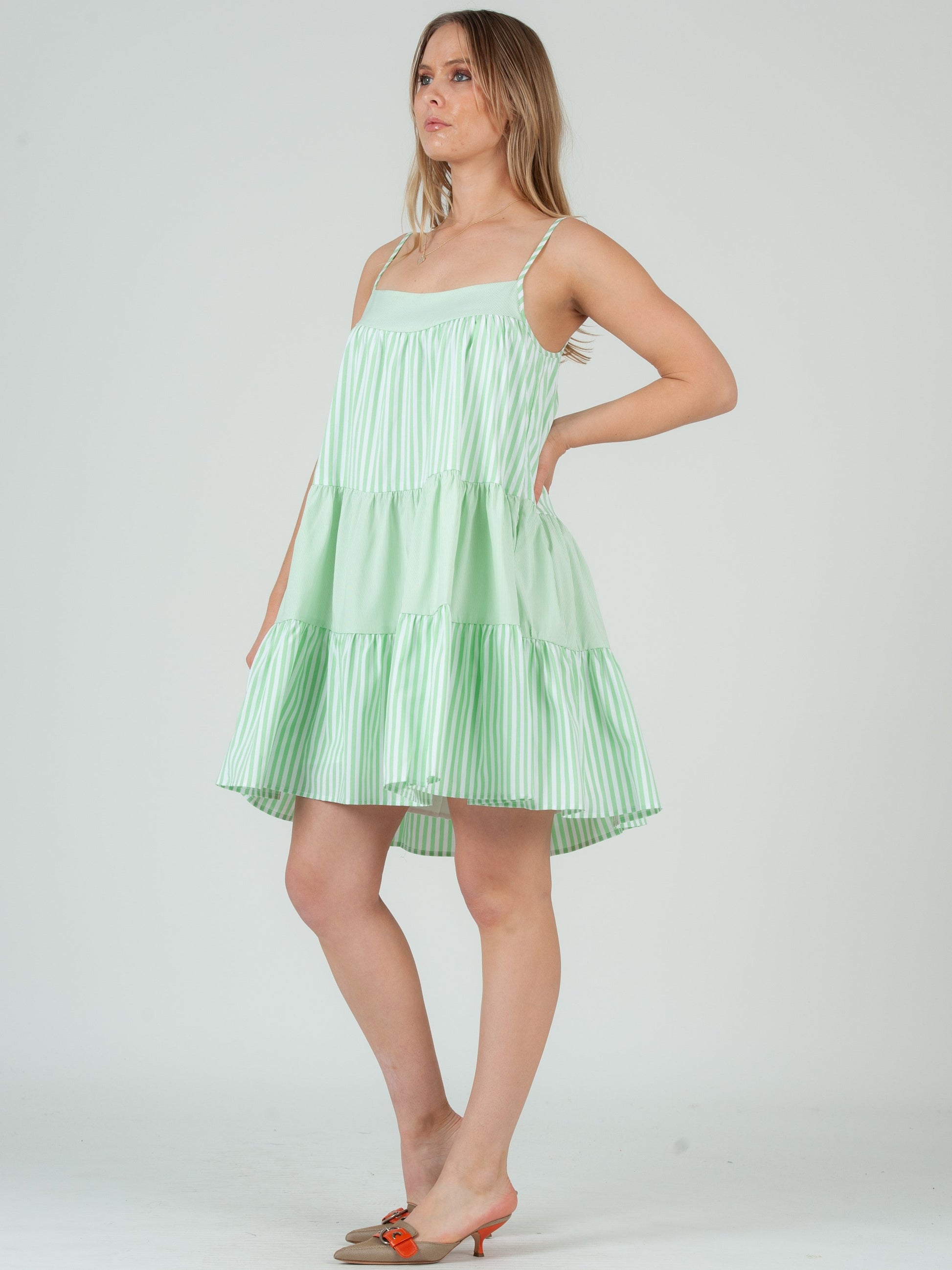 GREEN STRIPED DRESS