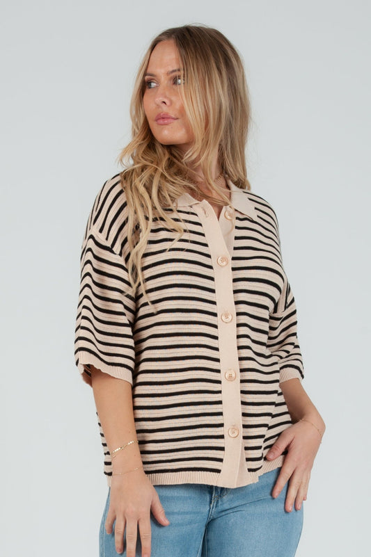 Women's Knit Stripe Cardigan Top